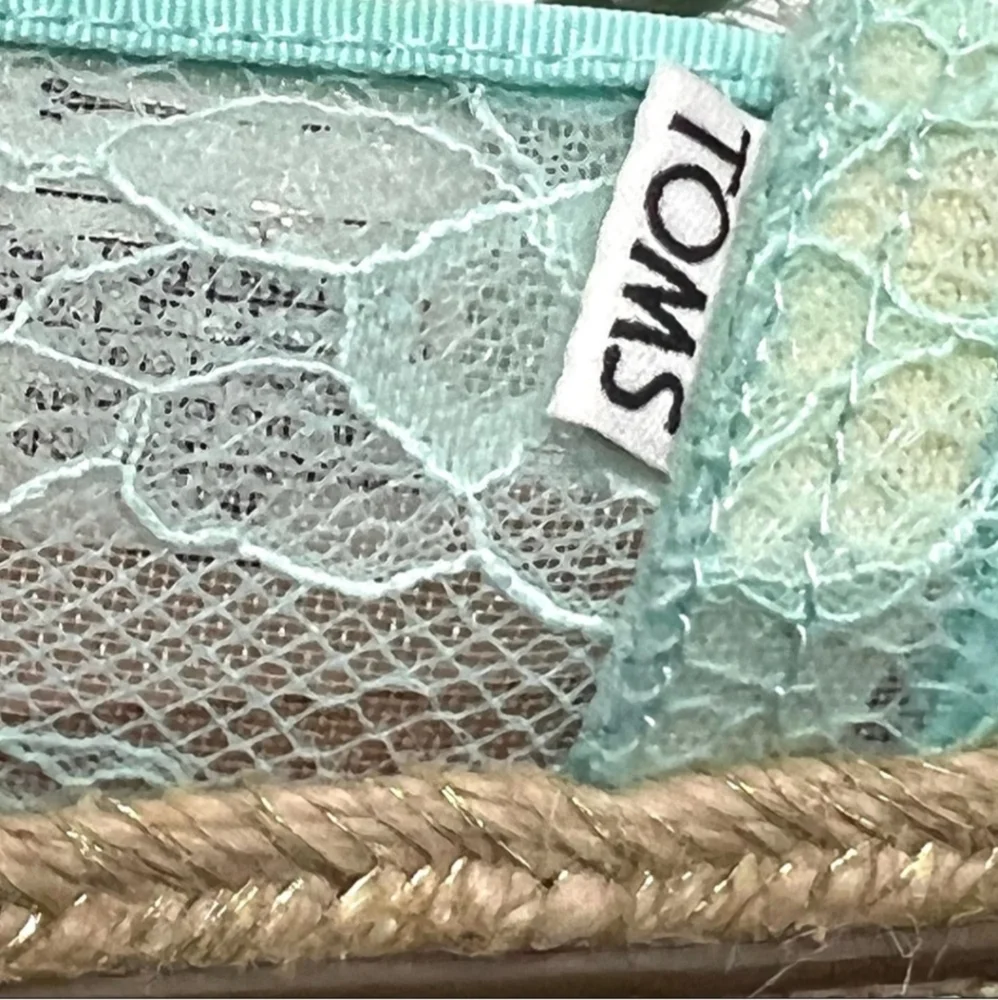NWOT Toms Aqua Lace Alpargata Classic Slip On Espadrille Shoes - Picture 13 of 13